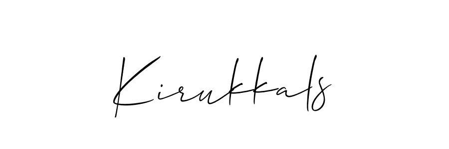 Make a beautiful signature design for name Kirukkals. With this signature (Allison_Script) style, you can create a handwritten signature for free. Kirukkals signature style 2 images and pictures png