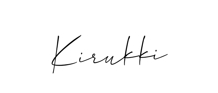 Create a beautiful signature design for name Kirukki. With this signature (Allison_Script) fonts, you can make a handwritten signature for free. Kirukki signature style 2 images and pictures png