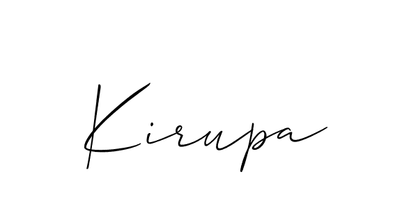 Also we have Kirupa name is the best signature style. Create professional handwritten signature collection using Allison_Script autograph style. Kirupa signature style 2 images and pictures png