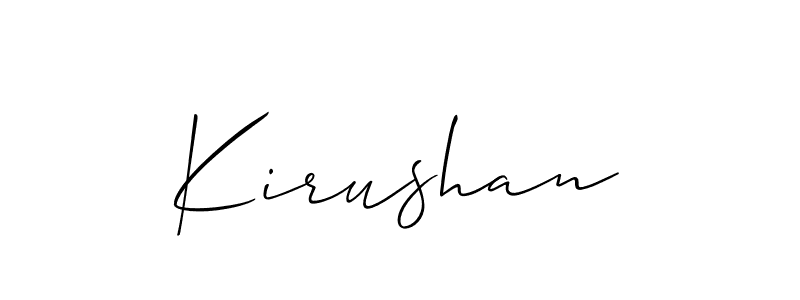 Create a beautiful signature design for name Kirushan. With this signature (Allison_Script) fonts, you can make a handwritten signature for free. Kirushan signature style 2 images and pictures png