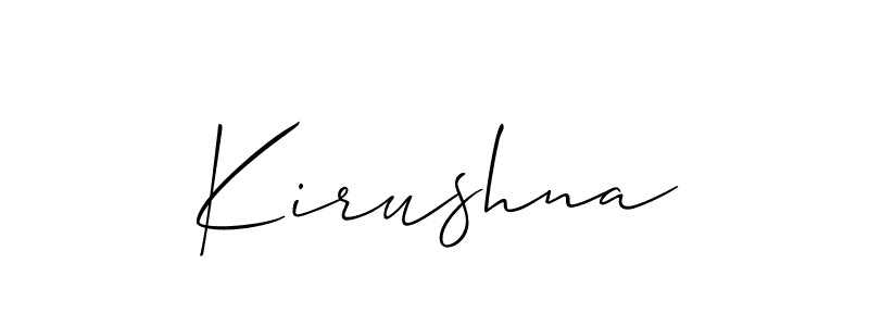 Design your own signature with our free online signature maker. With this signature software, you can create a handwritten (Allison_Script) signature for name Kirushna. Kirushna signature style 2 images and pictures png