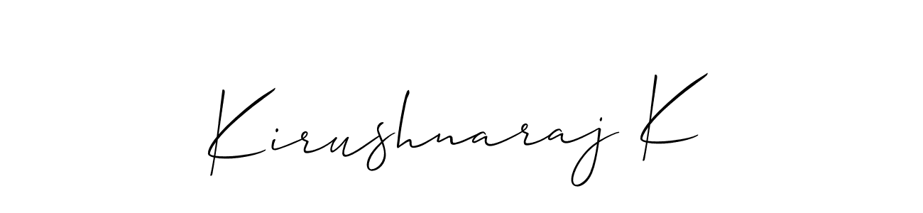 Make a beautiful signature design for name Kirushnaraj K. With this signature (Allison_Script) style, you can create a handwritten signature for free. Kirushnaraj K signature style 2 images and pictures png