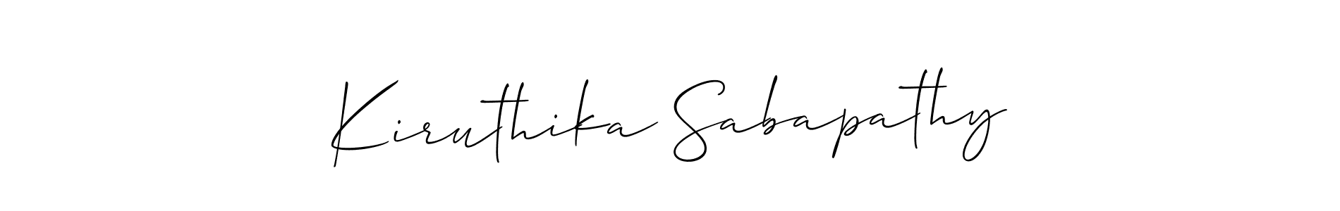 if you are searching for the best signature style for your name Kiruthika Sabapathy. so please give up your signature search. here we have designed multiple signature styles  using Allison_Script. Kiruthika Sabapathy signature style 2 images and pictures png