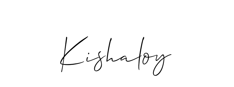 Use a signature maker to create a handwritten signature online. With this signature software, you can design (Allison_Script) your own signature for name Kishaloy. Kishaloy signature style 2 images and pictures png