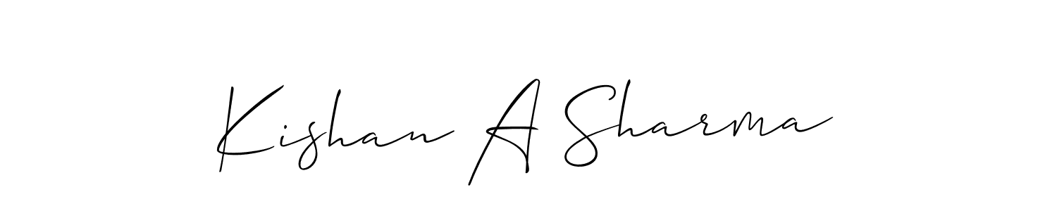How to make Kishan A Sharma name signature. Use Allison_Script style for creating short signs online. This is the latest handwritten sign. Kishan A Sharma signature style 2 images and pictures png
