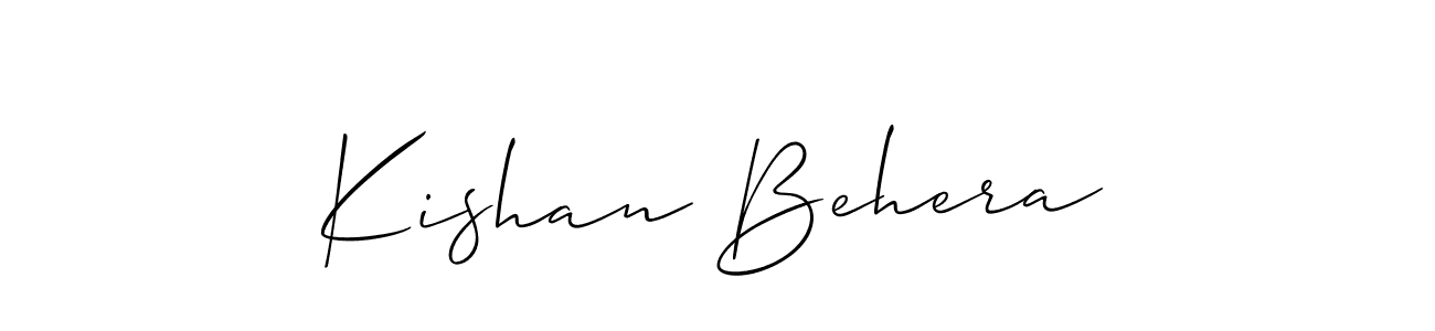 The best way (Allison_Script) to make a short signature is to pick only two or three words in your name. The name Kishan Behera include a total of six letters. For converting this name. Kishan Behera signature style 2 images and pictures png