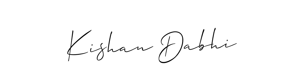 Use a signature maker to create a handwritten signature online. With this signature software, you can design (Allison_Script) your own signature for name Kishan Dabhi. Kishan Dabhi signature style 2 images and pictures png