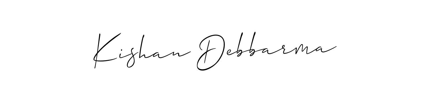 It looks lik you need a new signature style for name Kishan Debbarma. Design unique handwritten (Allison_Script) signature with our free signature maker in just a few clicks. Kishan Debbarma signature style 2 images and pictures png