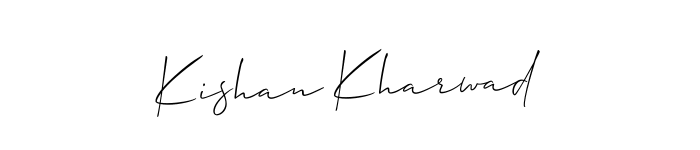 How to make Kishan Kharwad name signature. Use Allison_Script style for creating short signs online. This is the latest handwritten sign. Kishan Kharwad signature style 2 images and pictures png