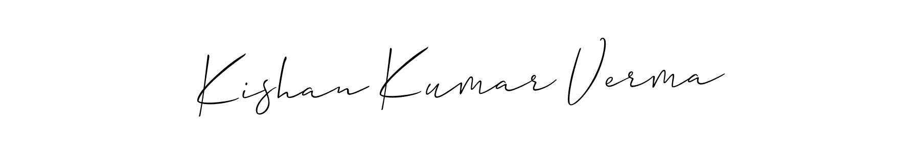 How to make Kishan Kumar Verma name signature. Use Allison_Script style for creating short signs online. This is the latest handwritten sign. Kishan Kumar Verma signature style 2 images and pictures png