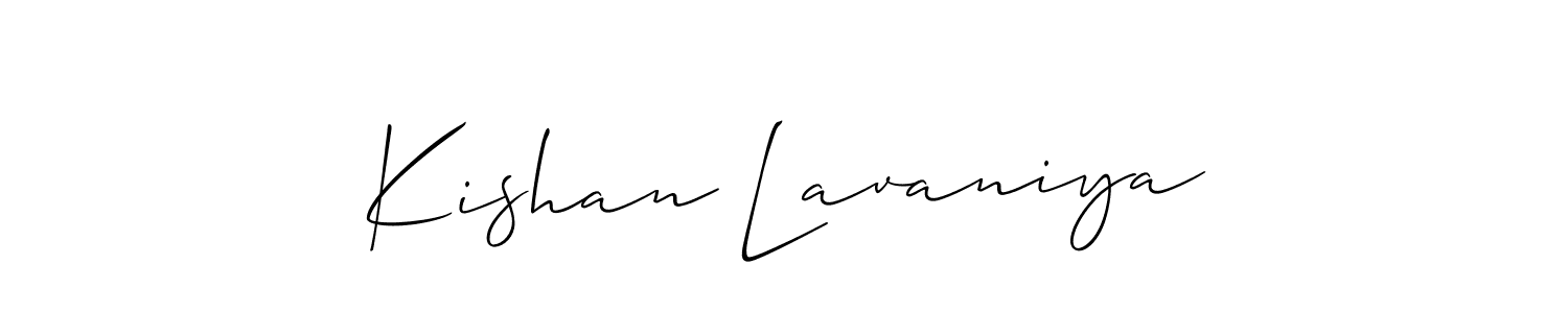 Design your own signature with our free online signature maker. With this signature software, you can create a handwritten (Allison_Script) signature for name Kishan Lavaniya. Kishan Lavaniya signature style 2 images and pictures png