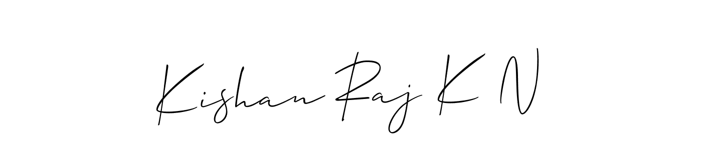 Use a signature maker to create a handwritten signature online. With this signature software, you can design (Allison_Script) your own signature for name Kishan Raj K N. Kishan Raj K N signature style 2 images and pictures png