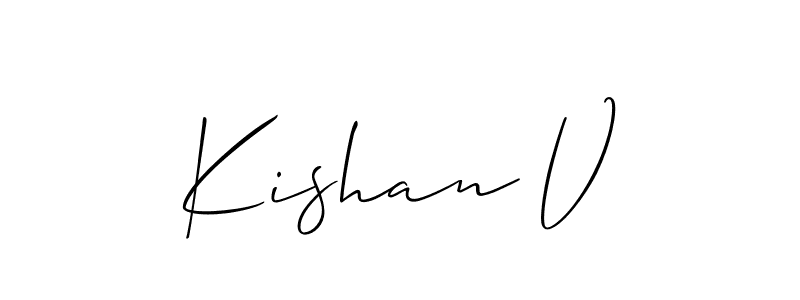 Similarly Allison_Script is the best handwritten signature design. Signature creator online .You can use it as an online autograph creator for name Kishan V. Kishan V signature style 2 images and pictures png