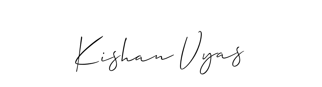 Allison_Script is a professional signature style that is perfect for those who want to add a touch of class to their signature. It is also a great choice for those who want to make their signature more unique. Get Kishan Vyas name to fancy signature for free. Kishan Vyas signature style 2 images and pictures png