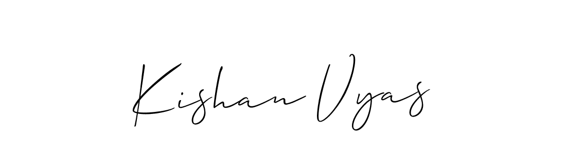 Allison_Script is a professional signature style that is perfect for those who want to add a touch of class to their signature. It is also a great choice for those who want to make their signature more unique. Get Kishan Vyas name to fancy signature for free. Kishan Vyas signature style 2 images and pictures png