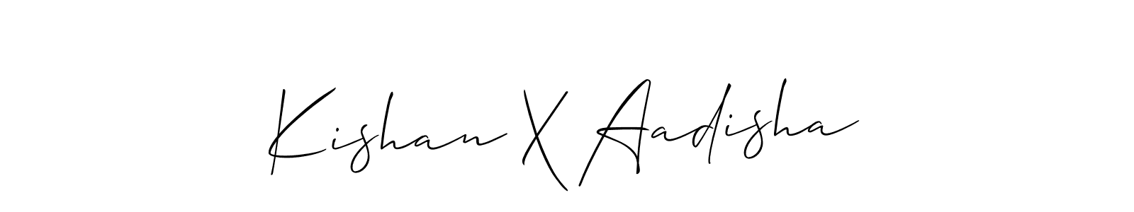 Make a beautiful signature design for name Kishan X Aadisha. With this signature (Allison_Script) style, you can create a handwritten signature for free. Kishan X Aadisha signature style 2 images and pictures png