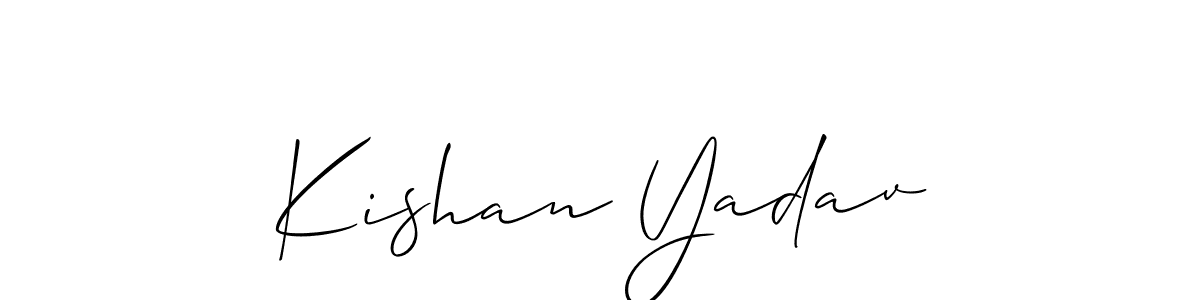 Make a beautiful signature design for name Kishan Yadav. With this signature (Allison_Script) style, you can create a handwritten signature for free. Kishan Yadav signature style 2 images and pictures png