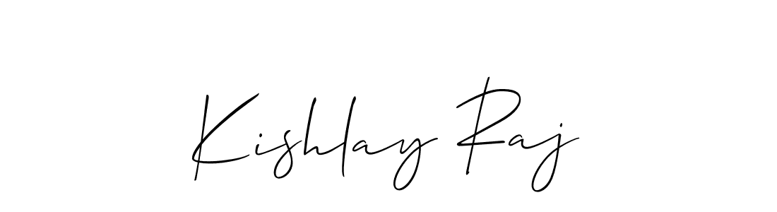 Use a signature maker to create a handwritten signature online. With this signature software, you can design (Allison_Script) your own signature for name Kishlay Raj. Kishlay Raj signature style 2 images and pictures png