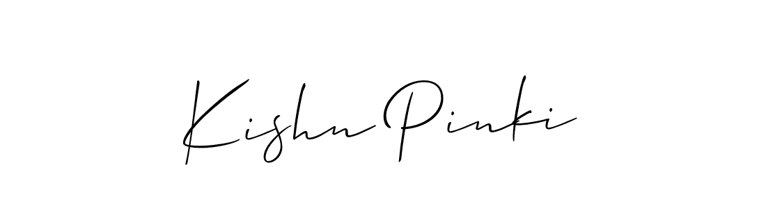 How to Draw Kishn Pinki signature style? Allison_Script is a latest design signature styles for name Kishn Pinki. Kishn Pinki signature style 2 images and pictures png