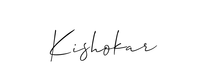 The best way (Allison_Script) to make a short signature is to pick only two or three words in your name. The name Kishokar include a total of six letters. For converting this name. Kishokar signature style 2 images and pictures png