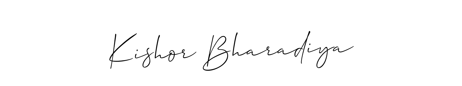 Also You can easily find your signature by using the search form. We will create Kishor Bharadiya name handwritten signature images for you free of cost using Allison_Script sign style. Kishor Bharadiya signature style 2 images and pictures png