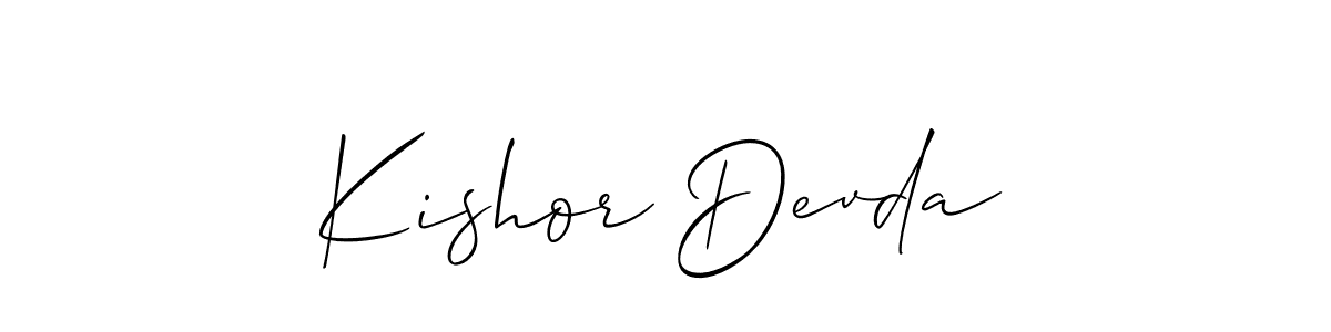 if you are searching for the best signature style for your name Kishor Devda. so please give up your signature search. here we have designed multiple signature styles  using Allison_Script. Kishor Devda signature style 2 images and pictures png