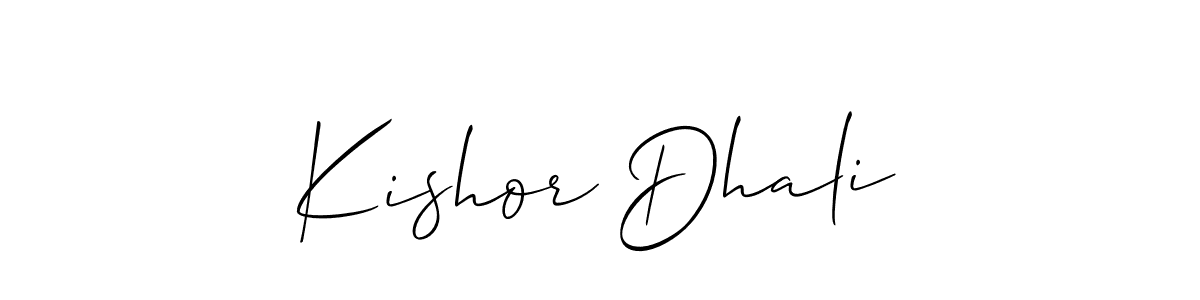 Design your own signature with our free online signature maker. With this signature software, you can create a handwritten (Allison_Script) signature for name Kishor Dhali. Kishor Dhali signature style 2 images and pictures png