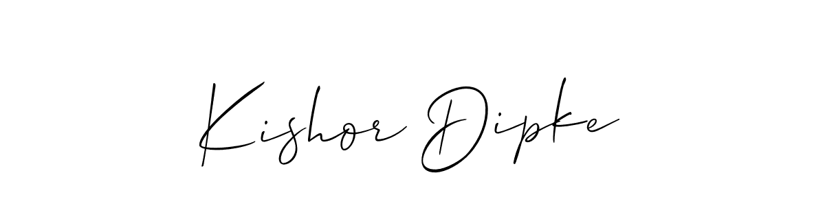 Allison_Script is a professional signature style that is perfect for those who want to add a touch of class to their signature. It is also a great choice for those who want to make their signature more unique. Get Kishor Dipke name to fancy signature for free. Kishor Dipke signature style 2 images and pictures png