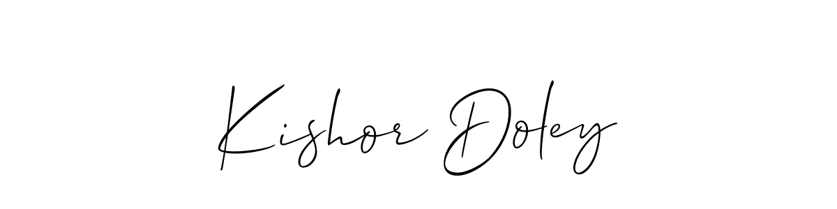 Allison_Script is a professional signature style that is perfect for those who want to add a touch of class to their signature. It is also a great choice for those who want to make their signature more unique. Get Kishor Doley name to fancy signature for free. Kishor Doley signature style 2 images and pictures png