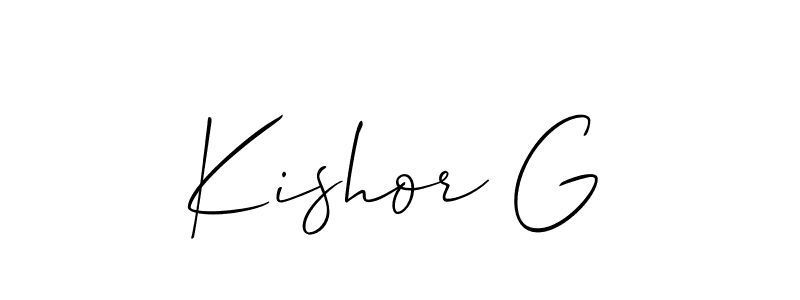 Also we have Kishor G name is the best signature style. Create professional handwritten signature collection using Allison_Script autograph style. Kishor G signature style 2 images and pictures png