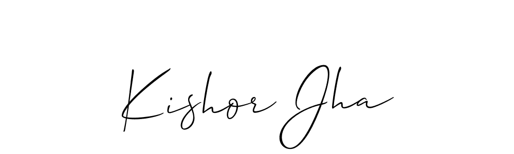 Also You can easily find your signature by using the search form. We will create Kishor Jha name handwritten signature images for you free of cost using Allison_Script sign style. Kishor Jha signature style 2 images and pictures png