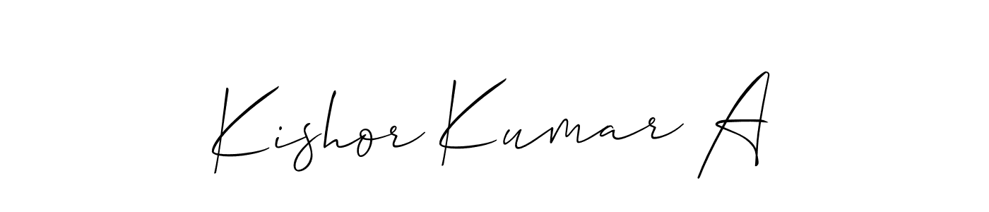Make a beautiful signature design for name Kishor Kumar A. With this signature (Allison_Script) style, you can create a handwritten signature for free. Kishor Kumar A signature style 2 images and pictures png