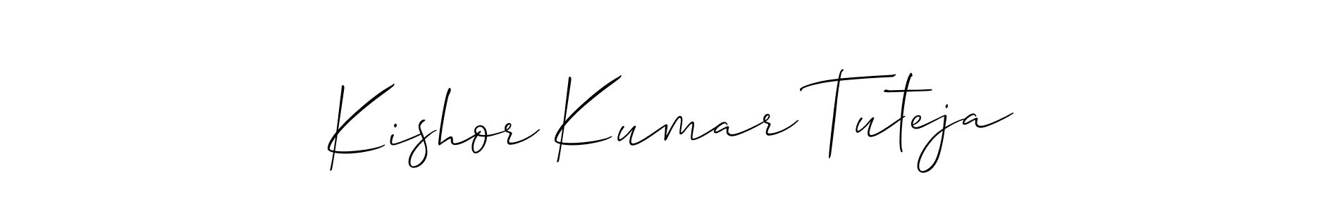 Also You can easily find your signature by using the search form. We will create Kishor Kumar Tuteja name handwritten signature images for you free of cost using Allison_Script sign style. Kishor Kumar Tuteja signature style 2 images and pictures png