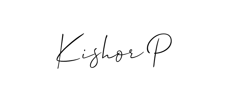 How to make Kishor P name signature. Use Allison_Script style for creating short signs online. This is the latest handwritten sign. Kishor P signature style 2 images and pictures png