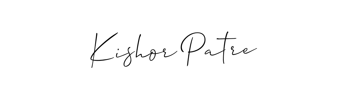 if you are searching for the best signature style for your name Kishor Patre. so please give up your signature search. here we have designed multiple signature styles  using Allison_Script. Kishor Patre signature style 2 images and pictures png