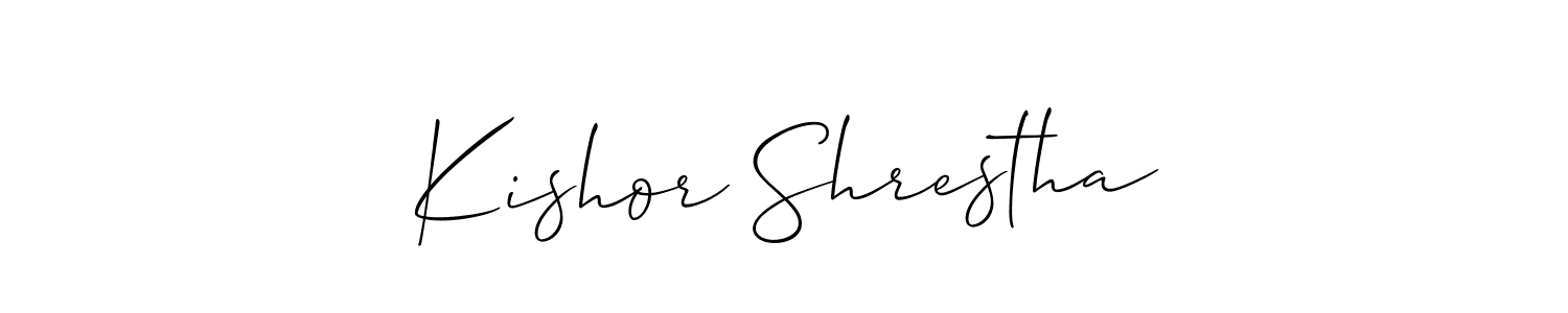 The best way (Allison_Script) to make a short signature is to pick only two or three words in your name. The name Kishor Shrestha include a total of six letters. For converting this name. Kishor Shrestha signature style 2 images and pictures png