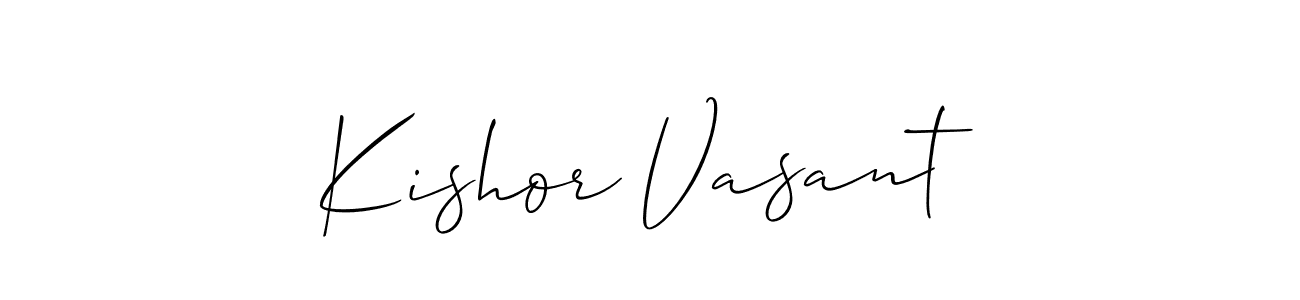 How to Draw Kishor Vasant signature style? Allison_Script is a latest design signature styles for name Kishor Vasant. Kishor Vasant signature style 2 images and pictures png