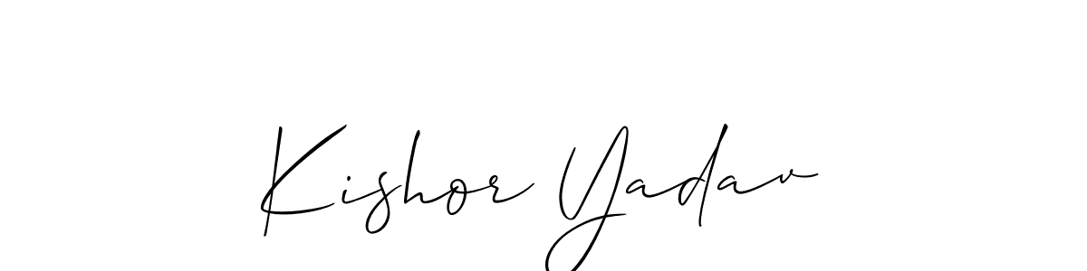 Allison_Script is a professional signature style that is perfect for those who want to add a touch of class to their signature. It is also a great choice for those who want to make their signature more unique. Get Kishor Yadav name to fancy signature for free. Kishor Yadav signature style 2 images and pictures png