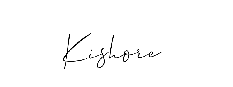 Also You can easily find your signature by using the search form. We will create Kishore  name handwritten signature images for you free of cost using Allison_Script sign style. Kishore  signature style 2 images and pictures png