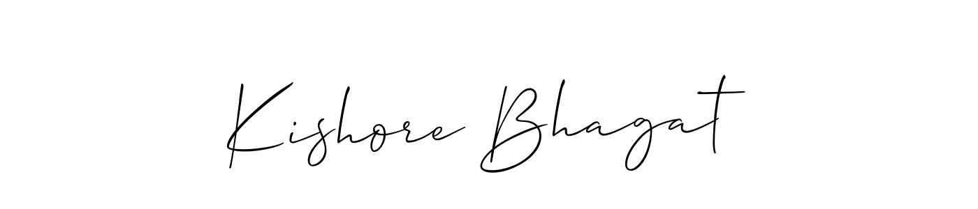 How to make Kishore Bhagat name signature. Use Allison_Script style for creating short signs online. This is the latest handwritten sign. Kishore Bhagat signature style 2 images and pictures png