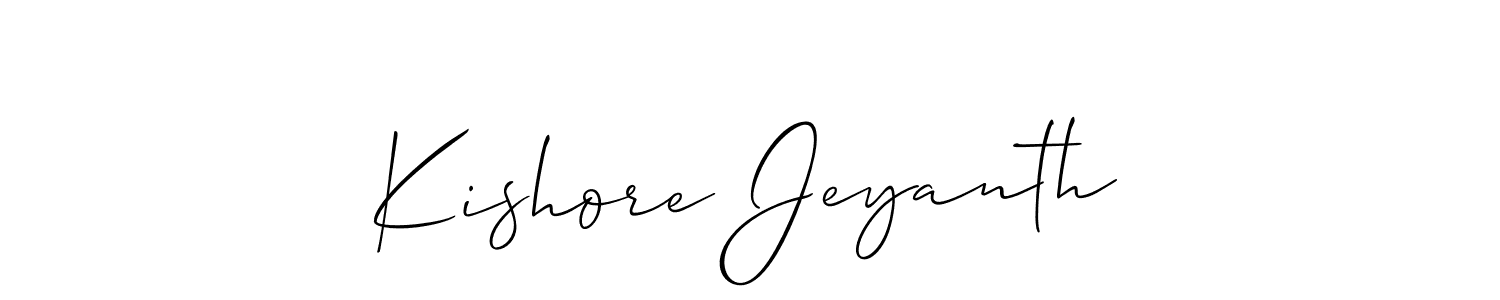 if you are searching for the best signature style for your name Kishore Jeyanth. so please give up your signature search. here we have designed multiple signature styles  using Allison_Script. Kishore Jeyanth signature style 2 images and pictures png