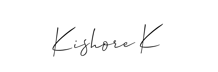 Also You can easily find your signature by using the search form. We will create Kishore K name handwritten signature images for you free of cost using Allison_Script sign style. Kishore K signature style 2 images and pictures png