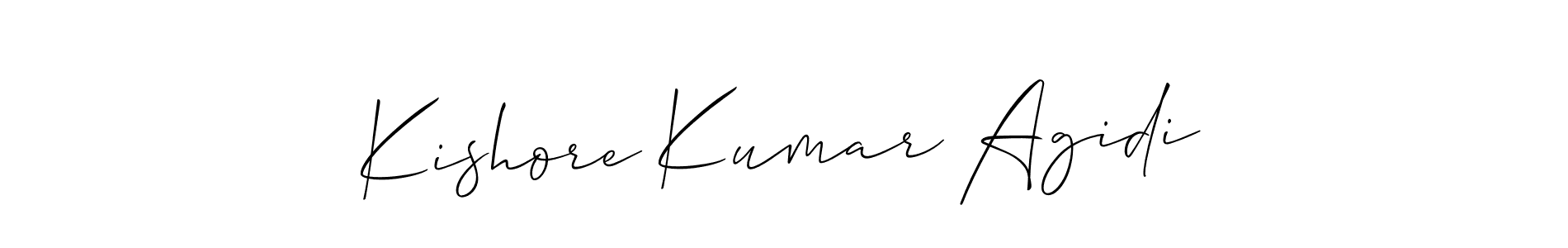 Create a beautiful signature design for name Kishore Kumar Agidi. With this signature (Allison_Script) fonts, you can make a handwritten signature for free. Kishore Kumar Agidi signature style 2 images and pictures png