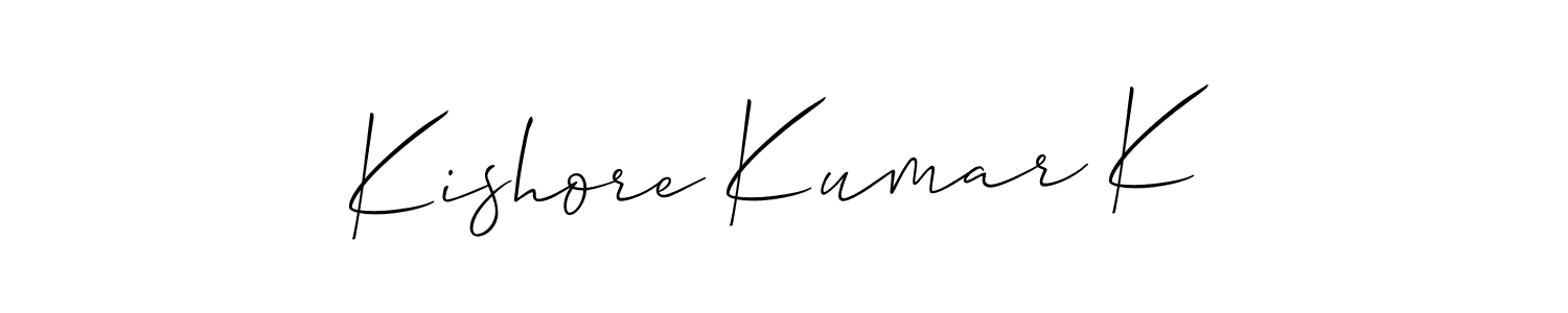Create a beautiful signature design for name Kishore Kumar K. With this signature (Allison_Script) fonts, you can make a handwritten signature for free. Kishore Kumar K signature style 2 images and pictures png