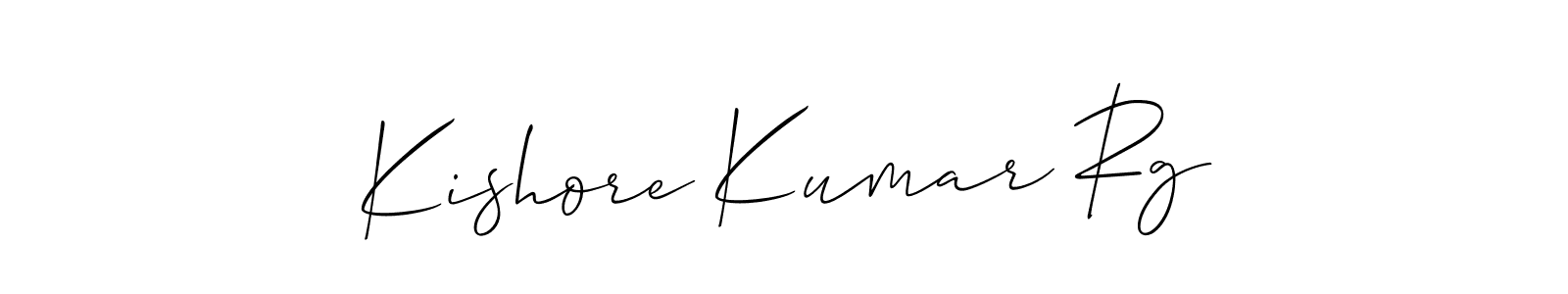 Allison_Script is a professional signature style that is perfect for those who want to add a touch of class to their signature. It is also a great choice for those who want to make their signature more unique. Get Kishore Kumar Rg name to fancy signature for free. Kishore Kumar Rg signature style 2 images and pictures png