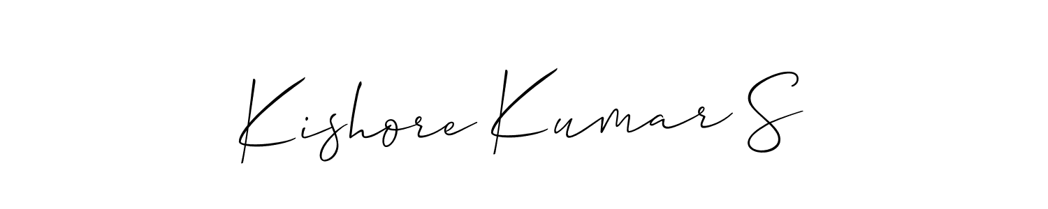 Allison_Script is a professional signature style that is perfect for those who want to add a touch of class to their signature. It is also a great choice for those who want to make their signature more unique. Get Kishore Kumar S name to fancy signature for free. Kishore Kumar S signature style 2 images and pictures png