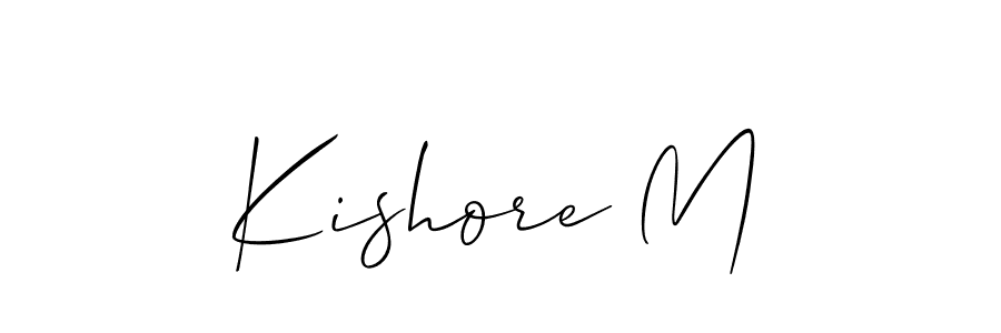 How to make Kishore M name signature. Use Allison_Script style for creating short signs online. This is the latest handwritten sign. Kishore M signature style 2 images and pictures png