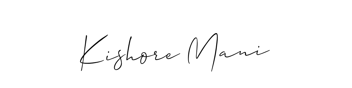 Create a beautiful signature design for name Kishore Mani. With this signature (Allison_Script) fonts, you can make a handwritten signature for free. Kishore Mani signature style 2 images and pictures png