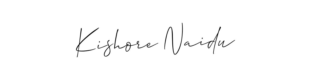 How to make Kishore Naidu name signature. Use Allison_Script style for creating short signs online. This is the latest handwritten sign. Kishore Naidu signature style 2 images and pictures png