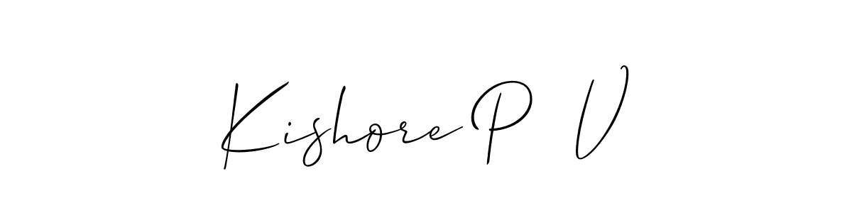 Use a signature maker to create a handwritten signature online. With this signature software, you can design (Allison_Script) your own signature for name Kishore P  V. Kishore P  V signature style 2 images and pictures png